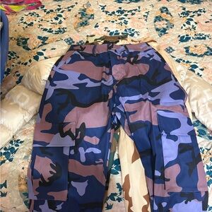 SHEIN Camouflage Flare & Wide Leg Jeans - Blue and Purple